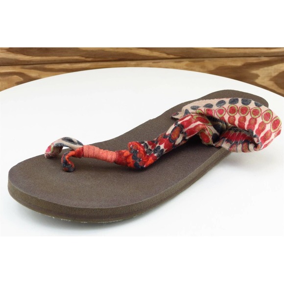 Sanuk Sz 7 M‎ Red Slingback Fabric Women Sandals - Picture 1 of 8